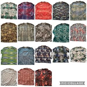 Reel Legends Fishing Shirts Mens XXL Multicolor Print Tec Long Sleeves LOT OF 18